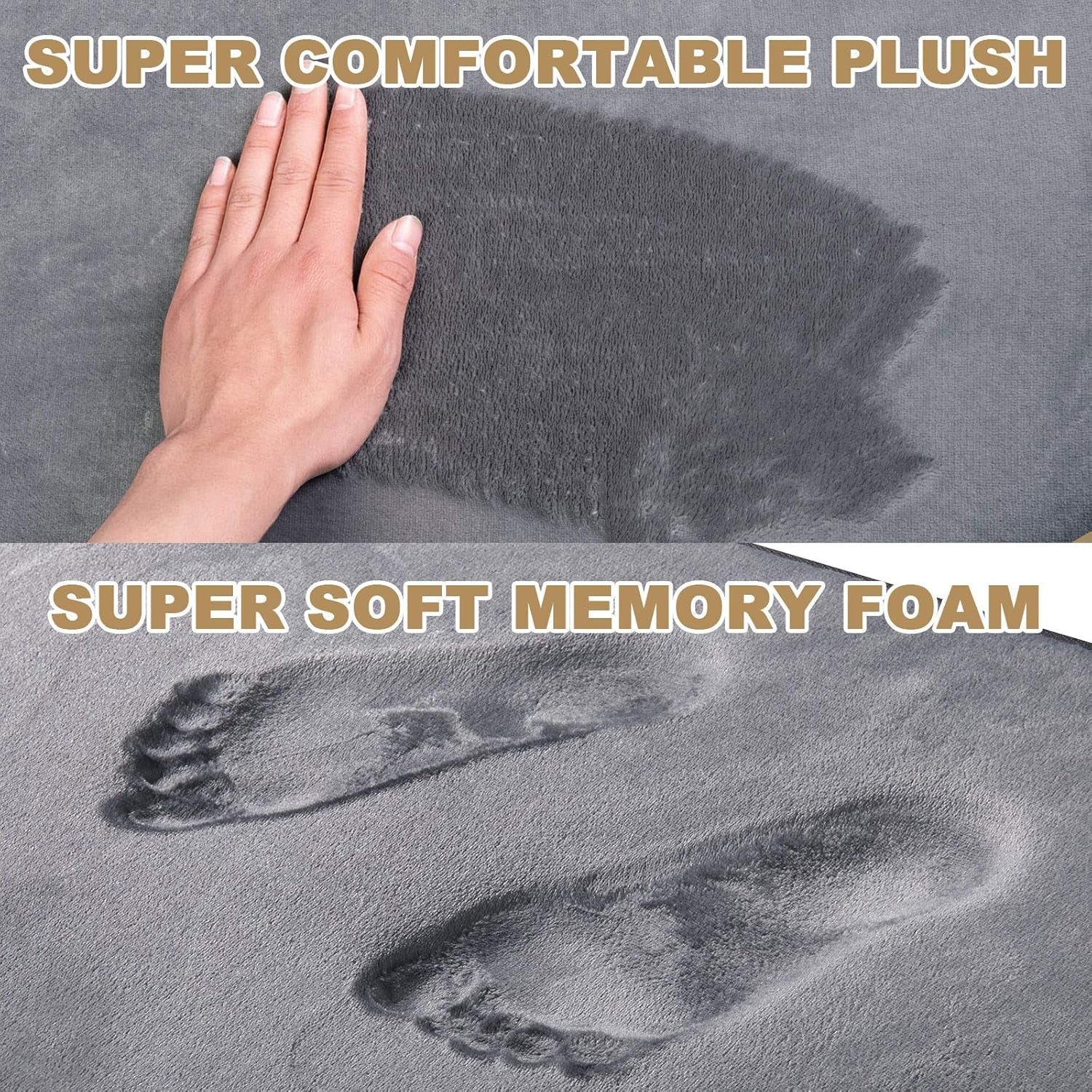 Memory Foam Bath Mat Rug, 20” X 32”, Comfortable Super Absorbent Machine Wash Non-Slip Thick Bathroom Rugs,Gray