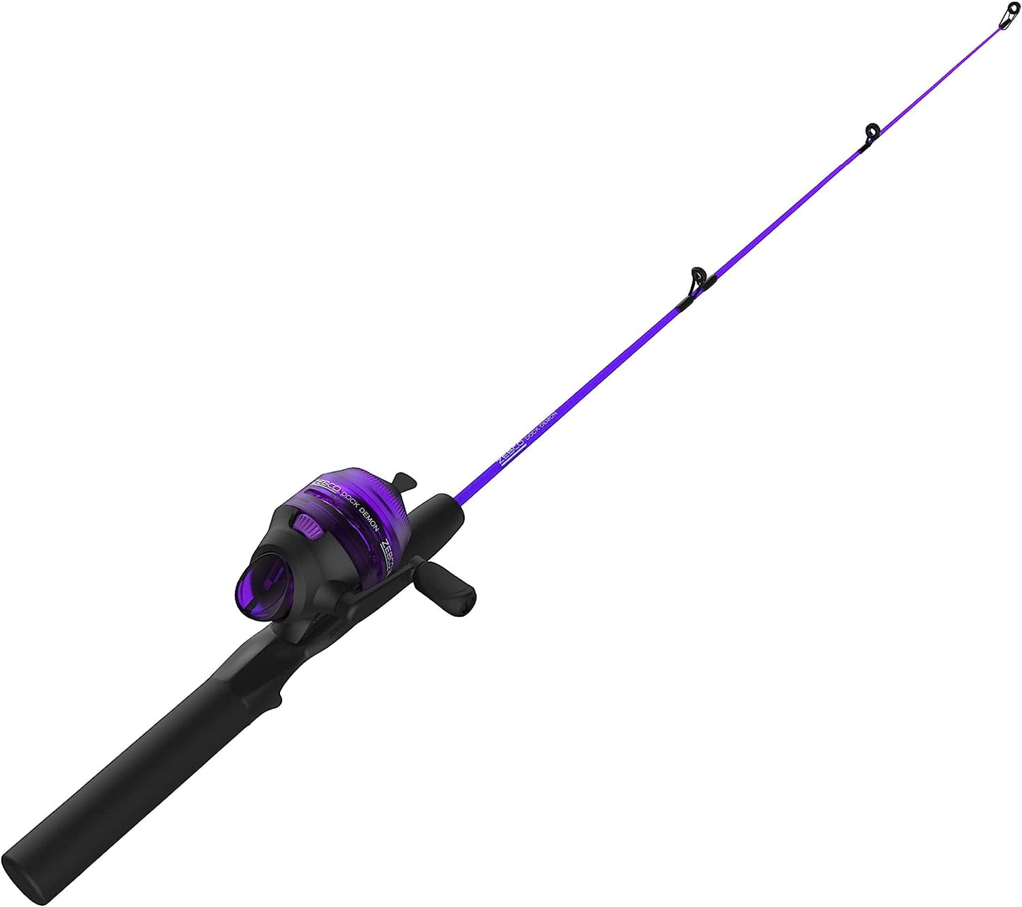 Dock Demon Spinning Reel or Spincast Reel and Fishing Rod Combo, 30-Inch Durable Fiberglass Rod, Quickset Anti-Reverse Fishing Reel