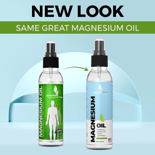 Magnesium Oil Spray 8Oz Size Extra Strength 100% Pure for Less Sting Less Itch - Essential Mineral Source