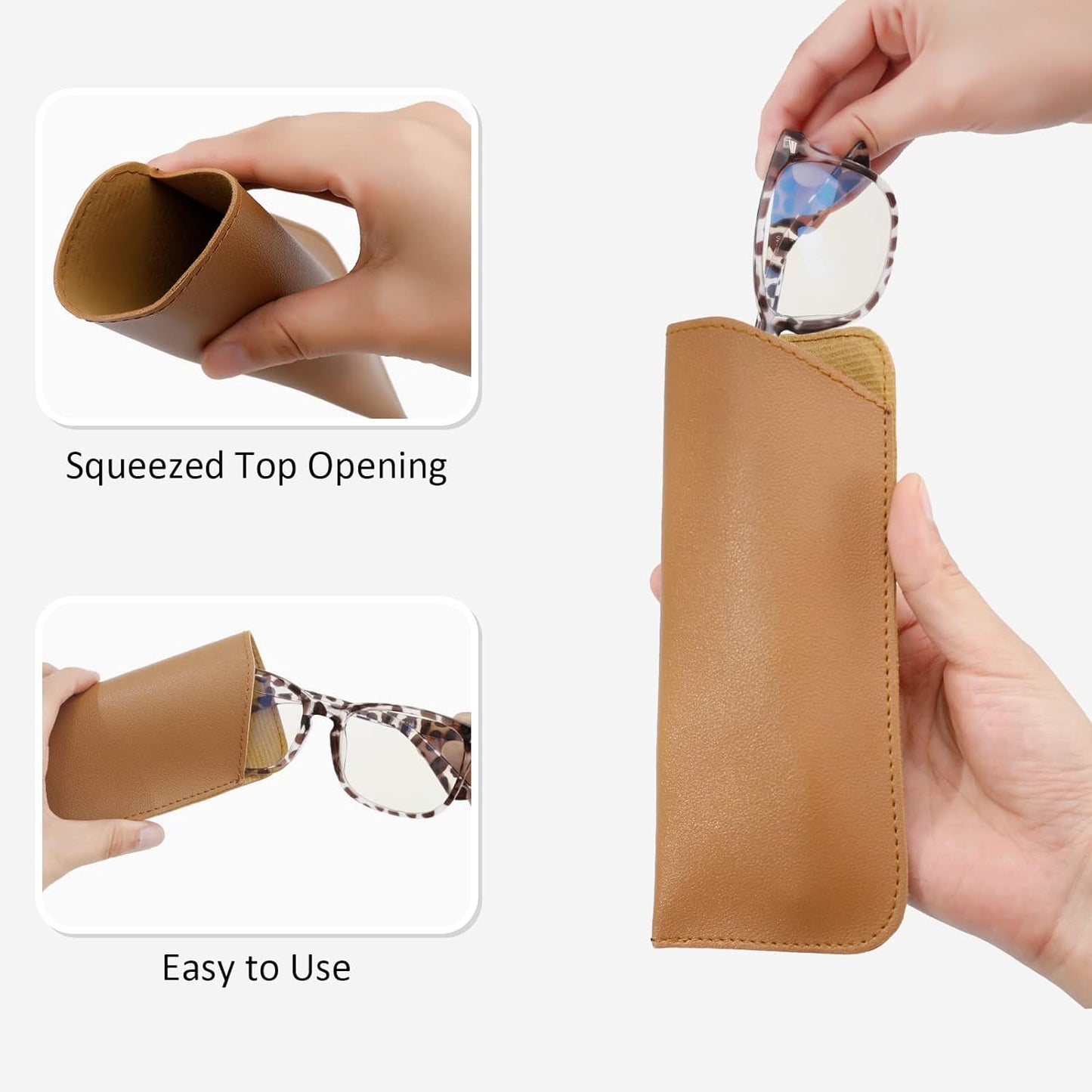 8 Pack Soft Glasses Case, Eyeglass Case Leather Sunglass Case, Portable Glasses Pouch for Women Men Kid