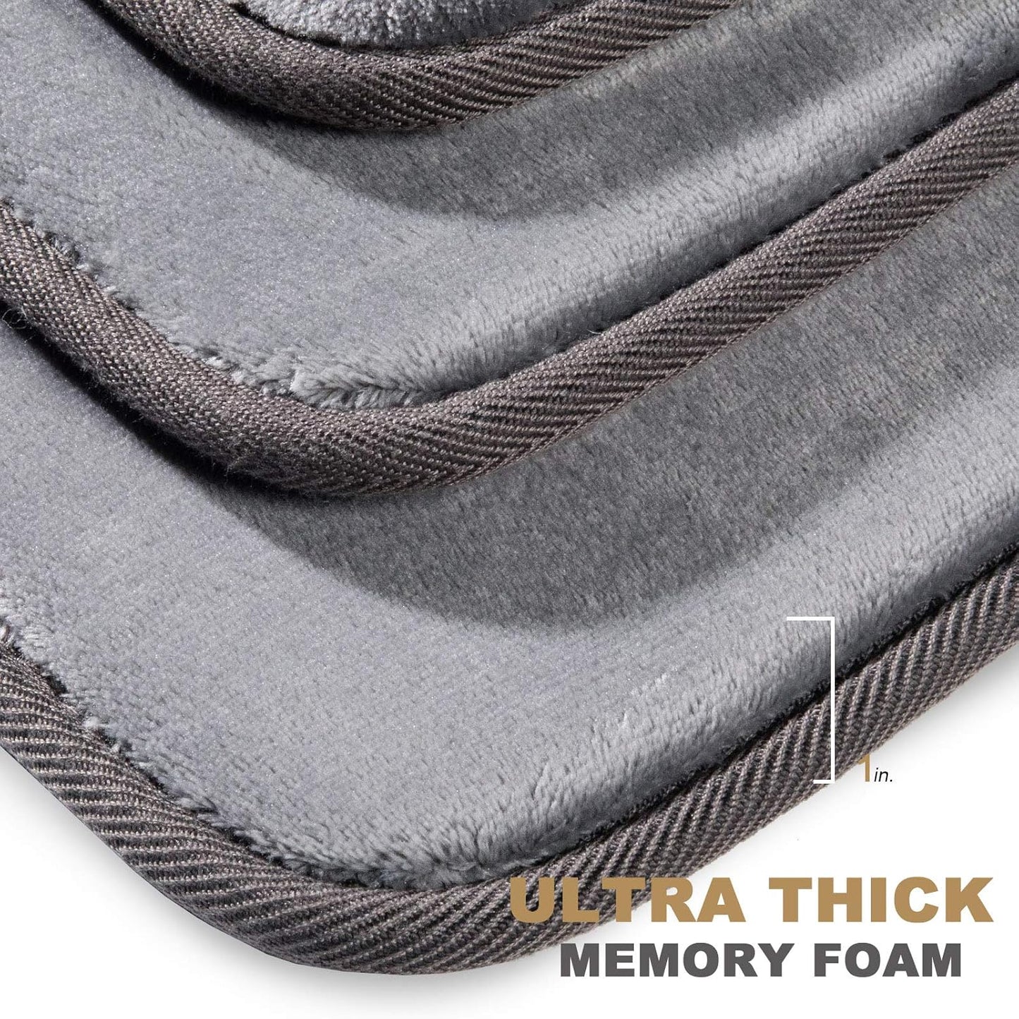 Memory Foam Bath Mat Rug, 20” X 32”, Comfortable Super Absorbent Machine Wash Non-Slip Thick Bathroom Rugs,Gray