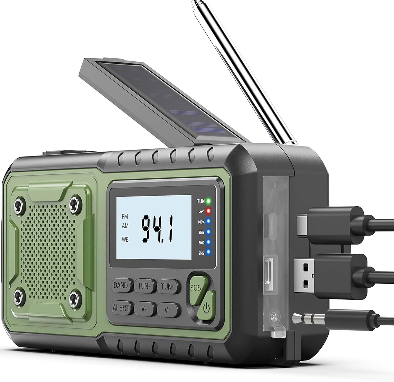 Crank Emergency Radio 5000Mah, Weather Radio, Solar Radios Battery Operated, ...