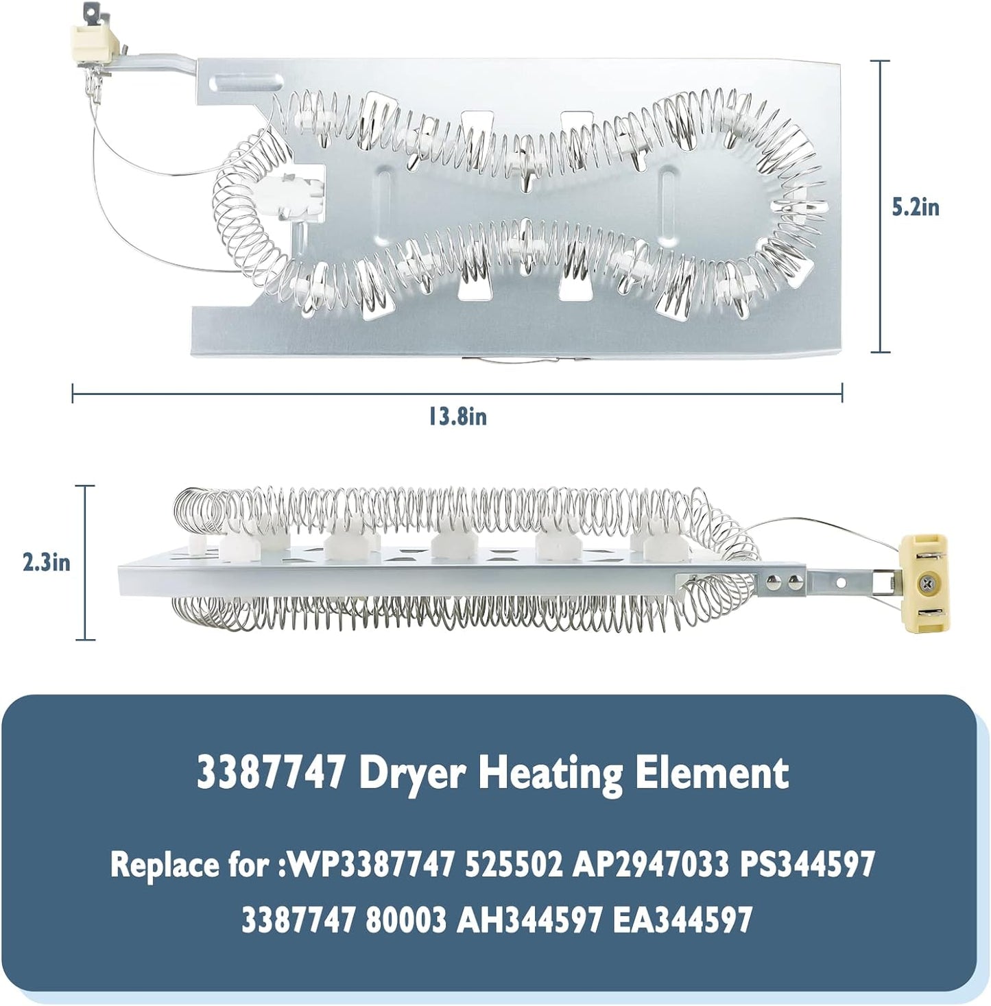 Dryer Heating Element Replacement Part Compatible for WP3387747VP AP6008281 WP3387747 W11045584 PS11741416
