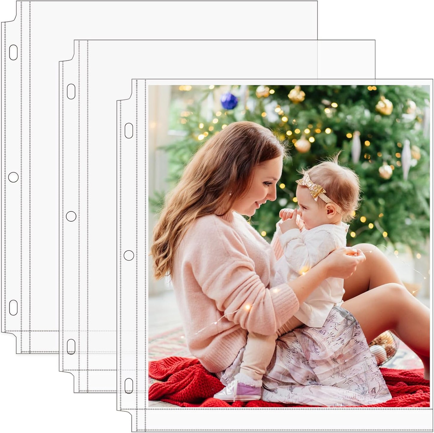 30 Pack Photo Sleeves for 3 Ring Binder 4X6, for 180 Photos Archival Photo Pages Photo Album Refill Pages Photo Sheet Protector Page Protectors 8.5 X 11