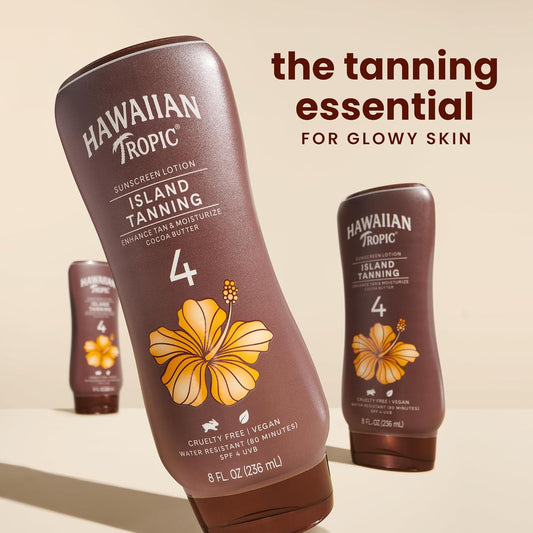 Island Tanning Lotion Sunscreen SPF 4, 8Oz Outdoor Tanning Lotion with SPF, SPF 4 Sunscreen, Oxybenzone Free Sunscreen, 8Oz, Twin Pack