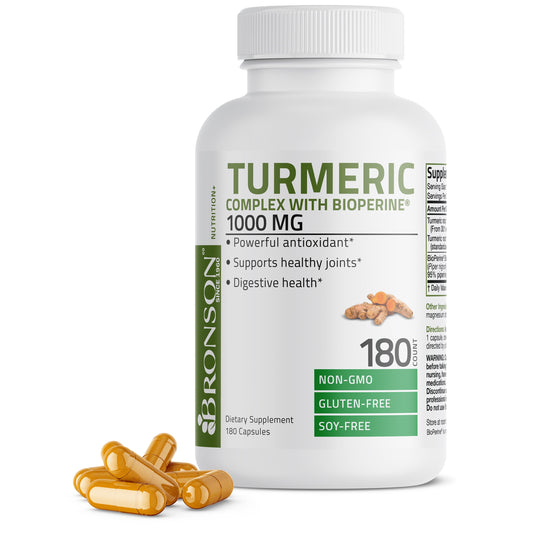 Turmeric Curcumin + Bioperine High Potency Joint Support Non-Gmo, Gluten Free Soy Free + Black Pepper, 180 Capsules