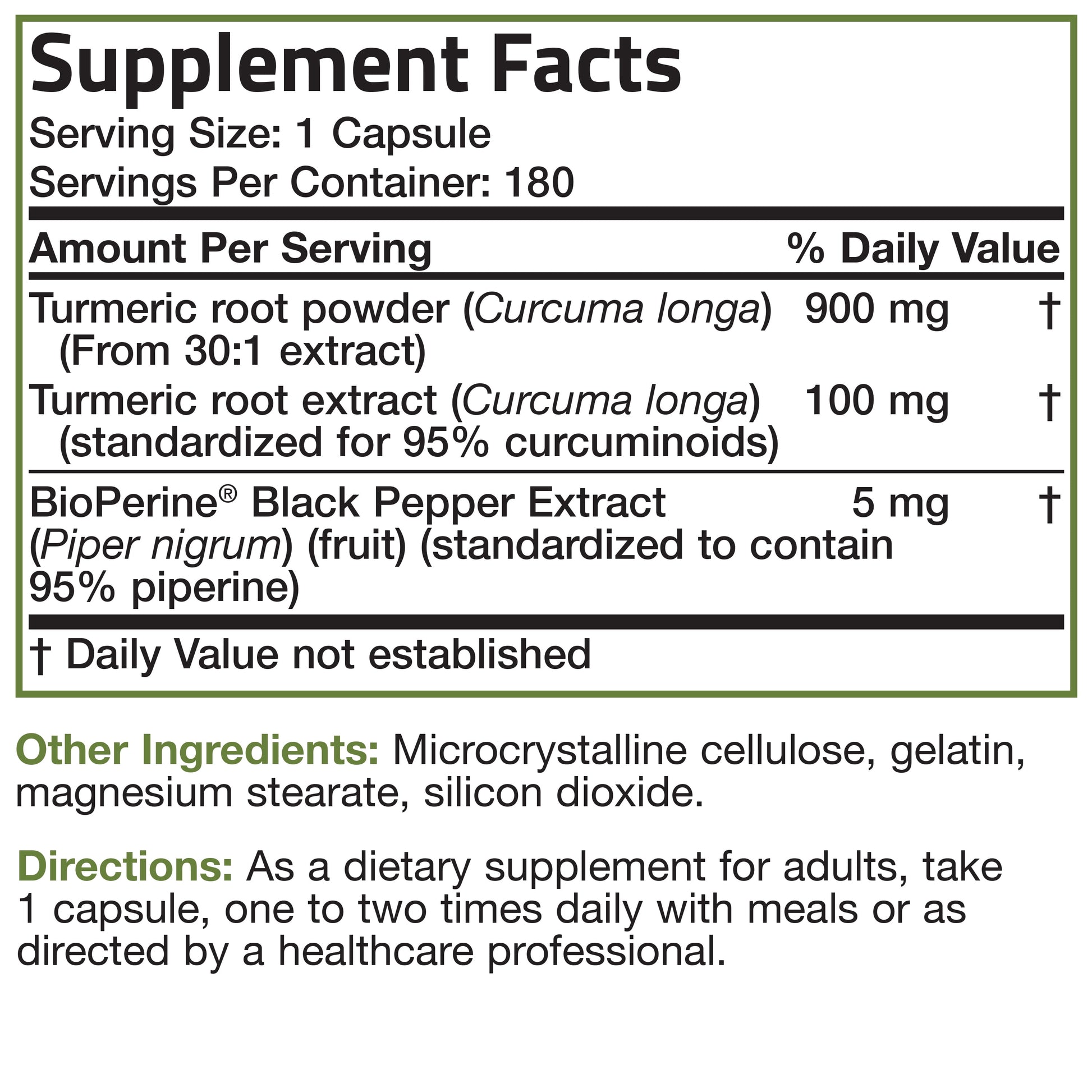 Turmeric Curcumin + Bioperine High Potency Joint Support Non-Gmo, Gluten Free Soy Free + Black Pepper, 180 Capsules