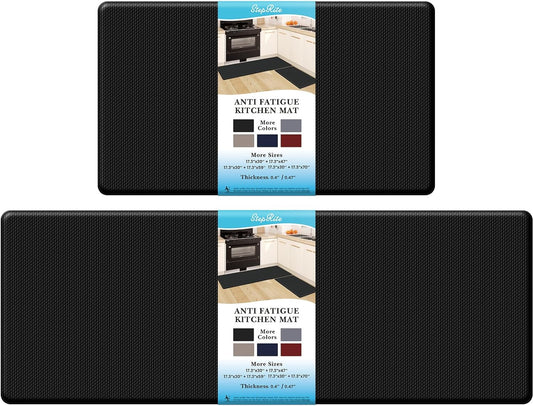 Kitchen Mats, 2PCS Kitchen Rugs, Cushioned anti Fatigue Kitchen Mats for Floor, Non-Slip Standing Desk Mat, Waterproof Kitchen Rug Set for Kitchen, Floor, Office, 17.3"×30"+17.3"×47",Black