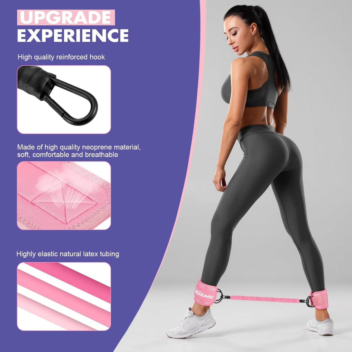 Ankle Resistance Bands with Cuffs, Ankle Bands for Working Out, Ankle Resistance Band, Glutes Workout Equipment, Butt Exercise Fitness Equipment for Women and Booty - Perfect for Home Gym Workout